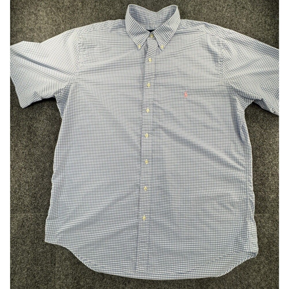 Polo Ralph Lauren Performance Short Sleeve Gingham Button Down Shirt Mens XLT